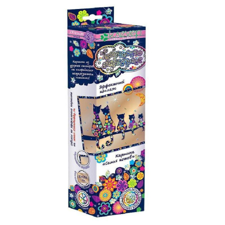 Набор для изготовления картины Клевер Творчество-антистресс Семья котов