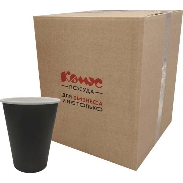 Стакан одноразовый бумажный 300/430 мл черный 800 штук в упаковке
