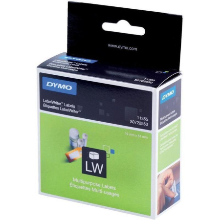 Картридж для принтера этикеток DYMO S0722550 LW (19 мм x 51 мм, цвет ленты белый, шрифт черный)