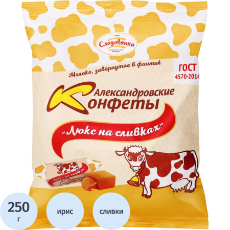 Конфеты молочные Александровские конфеты Люкс на сливках 250 г