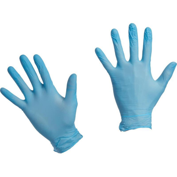 Перчатки одноразовые Benovy нитриловые неопудренные голубые (размер L, 200 штук/100 пар в упаковке)
