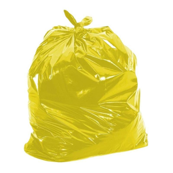 Мешки для мусора на 120 л желтые (ПНД, 11 мкм, 10 штук в рулоне, 70х110 см)
