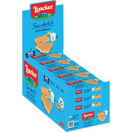 Вафли Loacker ваниль 25 г (25 штук в упаковке)