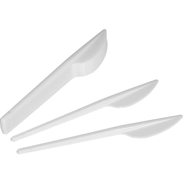 Нож одноразовый Комус Бюджет белый 155 мм 100 штук в упаковке