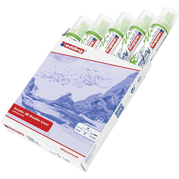 Маркер-аппликатор акриловый двусторонний 3D Edding 5400 салатовый (толщина линии 2-3 и 5-10 мм)