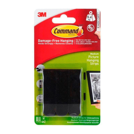 Застежки клейкие для картин Command 4 пары в упаковке 17201BLK