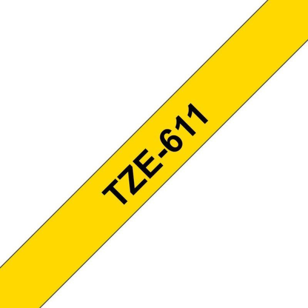 Картридж для принтера этикеток Brother TZe-611 (6 мм x 8 м, цвет ленты желтый, шрифт черный)