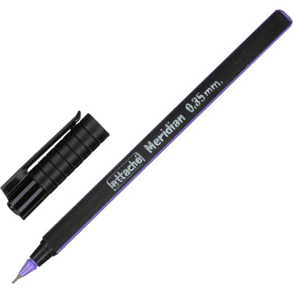 Уценка. Ручка шариковая Attache Meridian синяя корпус soft touch  (черно-фиолетовый корпус, толщина линии 0.35 мм)