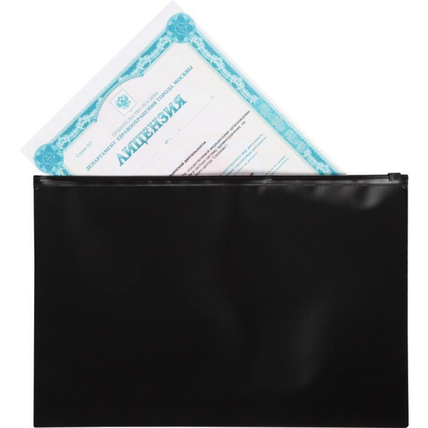 Папка-конверт на молнии Attache Акварель А4 черная (5 штук в упаковке)