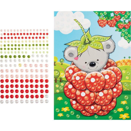 Набор для изготовления аппликации Апплика Крошка-малинка жемчужная