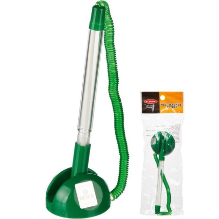 Ручка шариковая на липучке Beifa синяя (зеленый корпус, толщина линии 0.7 мм)