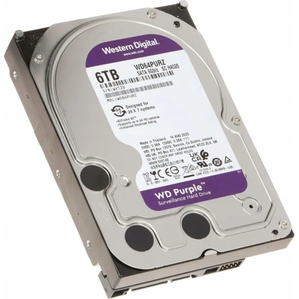 Жесткий диск Western Digital SATA 6TB 6GB / S 256MB PURPLE WD64PURZ WDC Жесткий диск Western Digital SATA 6TB 6GB / S 256MB PURPLE WD64PURZ WDC
