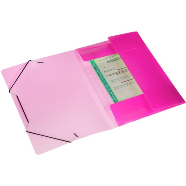 Папка на резинках Attache Neon А4 20 мм пластиковая до 150 листов   розовая (толщина обложки 0.5 мм)
