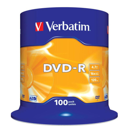 Диск DVD-R Verbatim 4.7 Gb 16x (100 штук в упаковке)