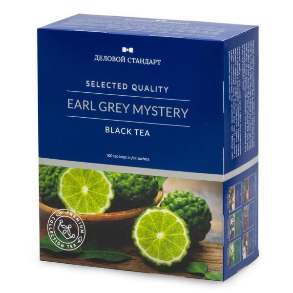 Чай Деловой Стандарт Earl Grey Mystery черный с бергамотом 100 пакетиков