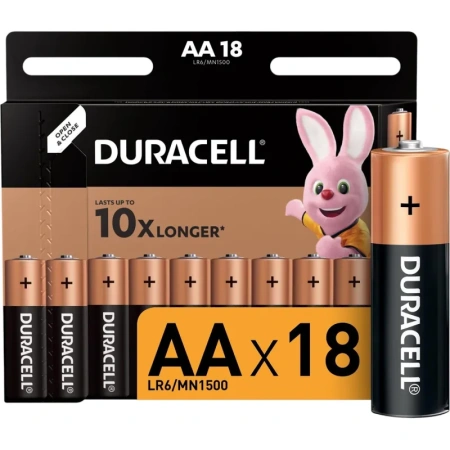 Батарейки Duracell Basic пальчиковые АА LR6 (18 штук в упаковке)