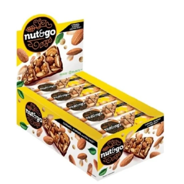 Батончик Nut and Go с миндалем и соленой карамелью (18 батончиков 34 г)