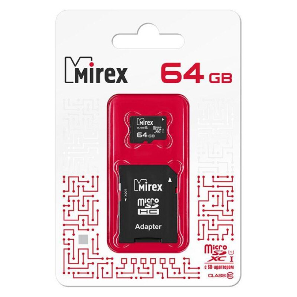 Карта памяти 64 ГБ microSDХC Mirex 13613-AD10SD64 Class 10 UHS-I U1