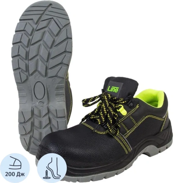 Полуботинки рабочие летние Line ПУ-ТПУ из микрофибры с металлическим  подноском черные размер 36