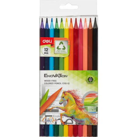 Карандаши цветные Deli Enovation 12 цветов шестигранные