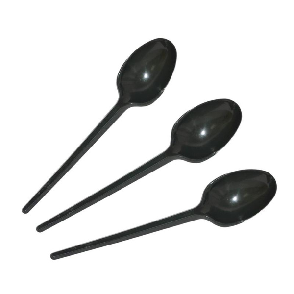 Ложка одноразовая столовая Комус Бюджет пластиковая черная 165 мм 2800  штук в упаковке