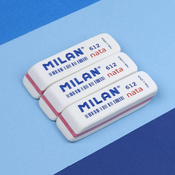 Ластик Milan 612 пластиковый 78x23x12 мм (2 штуки в упаковке)