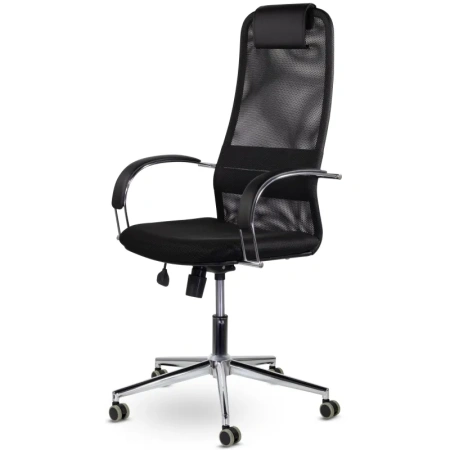 Кресло для руководителя Соло чёрное (сетка, металл)