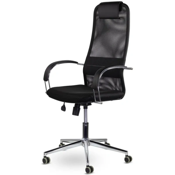 Кресло для руководителя Соло чёрное (сетка, металл)