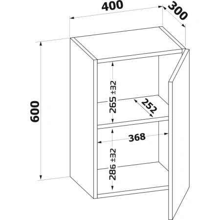 Шкаф настенный Сокол ПН-04 (дуб сонома, 400x300x600 мм)