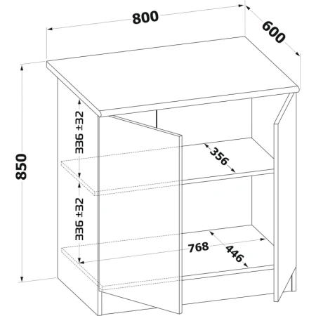 Шкаф напольный Сокол ТК-08 (дуб сонома, 800x600x850 мм)