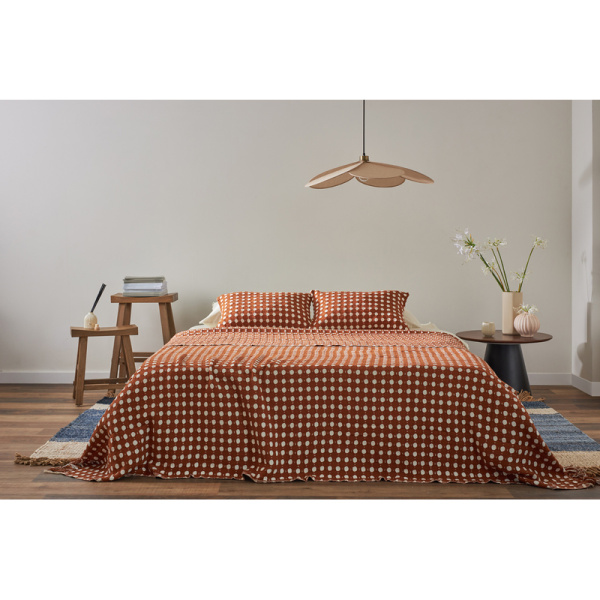 Покрывало Tkano Essential Polka dots хлопок 180х250 см коричневое
