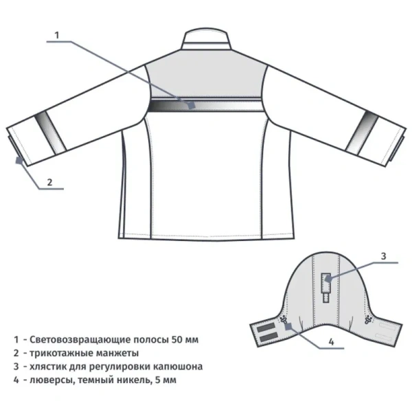 Куртка рабочая зимняя женская з46-КУ с СОП серая/красная из ткани  оксфорд (размер 40-42, рост 158-164)