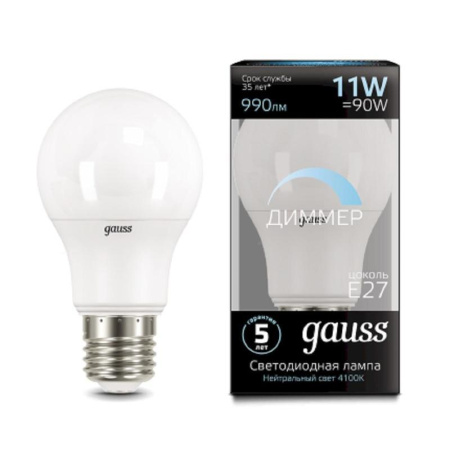 Лампа светодиодная Gauss 11 Вт E27 грушевидная 4100 K нейтральный белый
