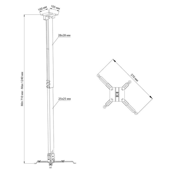 Кронштейн для проекторов настенный/потолочный Cactus CS-VM-PRE03-WT