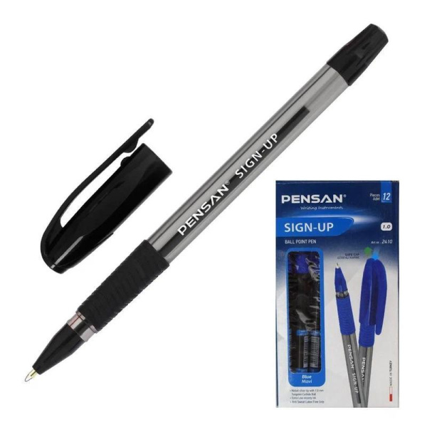 Ручка шариковая неавтоматическая Pensan Sign-up черная (толщина линии  0.7 мм)