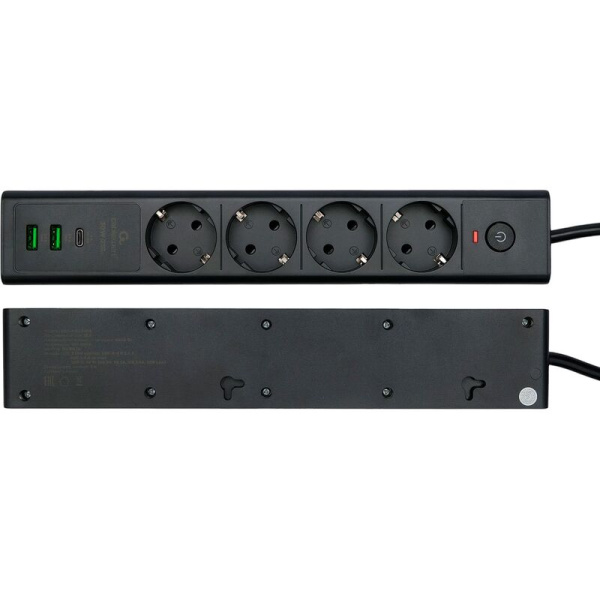 Сетевой фильтр Cablexpert Exnovo на 4 розетки 2 метра + 2 USB  (EXN-4-CU2-B-2)