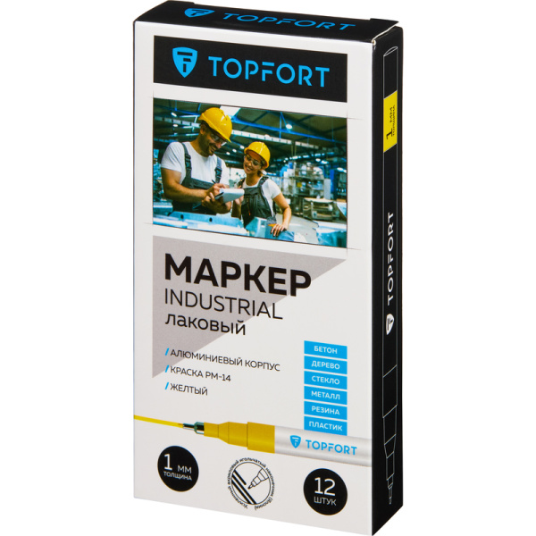 Маркер промышленный TOPFORT Industrial для универсальной маркировки  желтый 2 мм