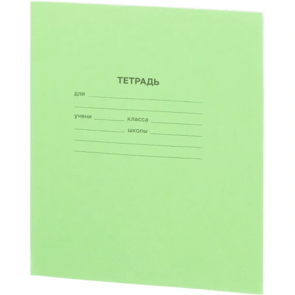 Тетрадь школьная зеленая А5 12 листов в косую линию (20 штук в упаковке)