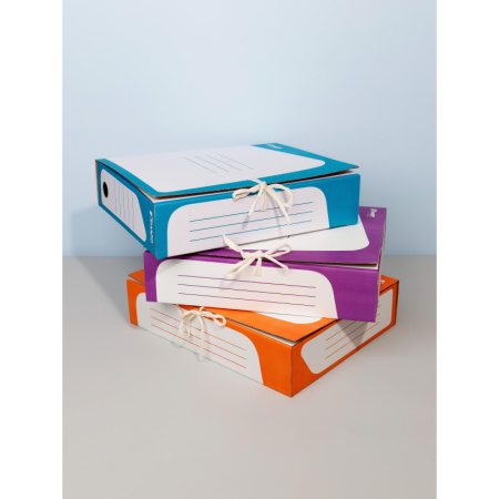 Короб архивный на 2-х завязках Комус А4 75 мм гофрокартон до 770 листов оранжевый