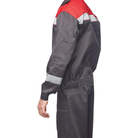 Костюм рабочий летний мужской л20-КБР с СОП серый/красный (размер 44-46, рост 170-176)