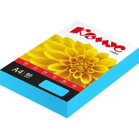 Бумага цветная для печати Комус Color голубая интенсив (А4, 80 г/кв.м, 500 листов)