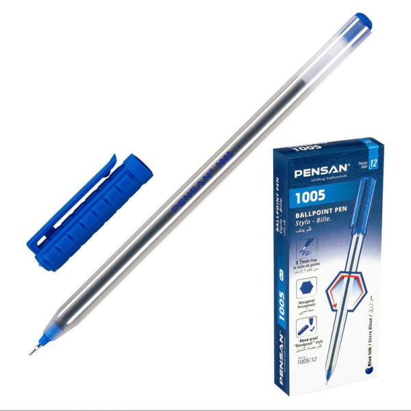 Ручка шариковая неавтоматическая одноразовая Pensan Offis 1005 синяя  (толщина линии 0.5 мм)