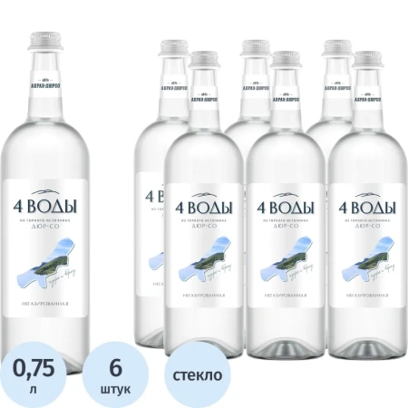 Вода питьевая 4 Воды негазированная 0.75 л