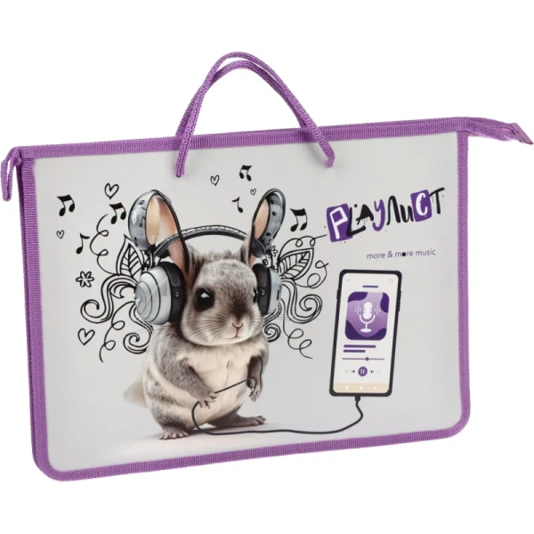 Папка для тетрадей Оникс Шиншилла А4 с 1 отделением на молнии с ручками