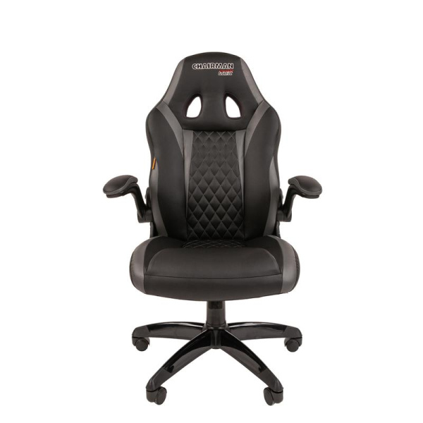 Кресло игровое Chairman Game 15 серое/черное (экокожа, пластик)
