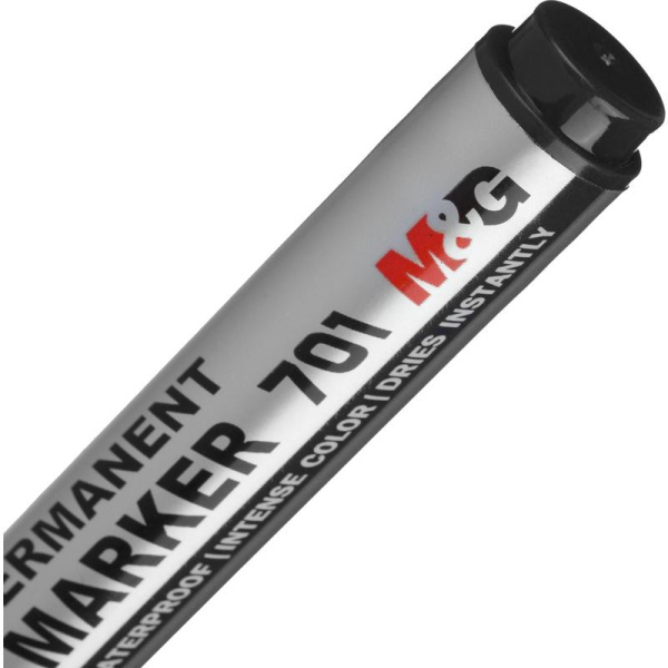 Маркер перманентный M&G черный (толщина линии 0.7-2.3 мм) круглый  наконечник