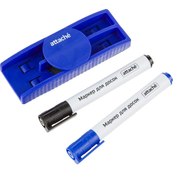 Набор принадлежностей Attache для магнитно-маркерной доски (3 предмета в  наборе) с синей губкой