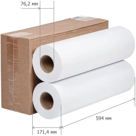 Бумага широкоформатная Mega Engineer (длина 175 м, ширина 594 мм, плотность 80 г/кв.м, белизна 146 % CIE, диаметр втулки 76.2 мм, 2 рулона в упаковке)