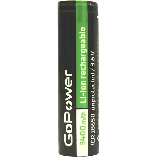 Аккумулятор 18650 3400 мАч GoPower Li-ion