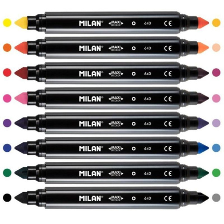 Фломастеры Milan Maxi Bicolour 16 цветов двусторонние